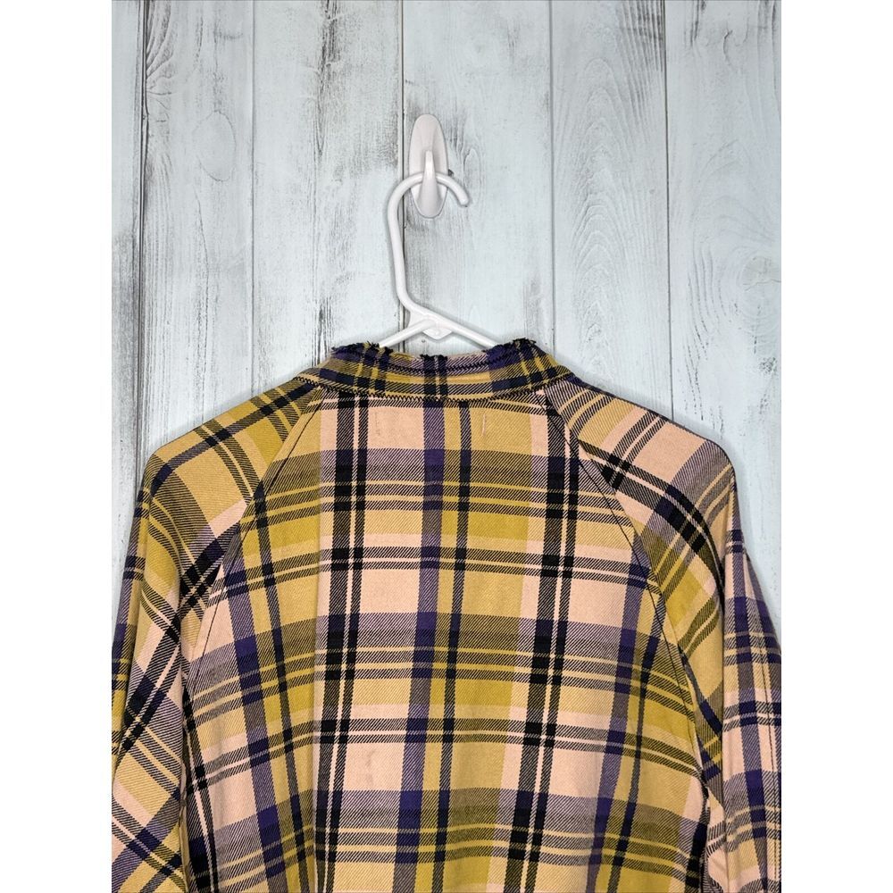 WE THE FREE PEOPLE SUMMER DAYDREAM YELLOW PLAID OVERSIZE BUTTON UP TUNIC SHIRT S - Picture 10 of 16